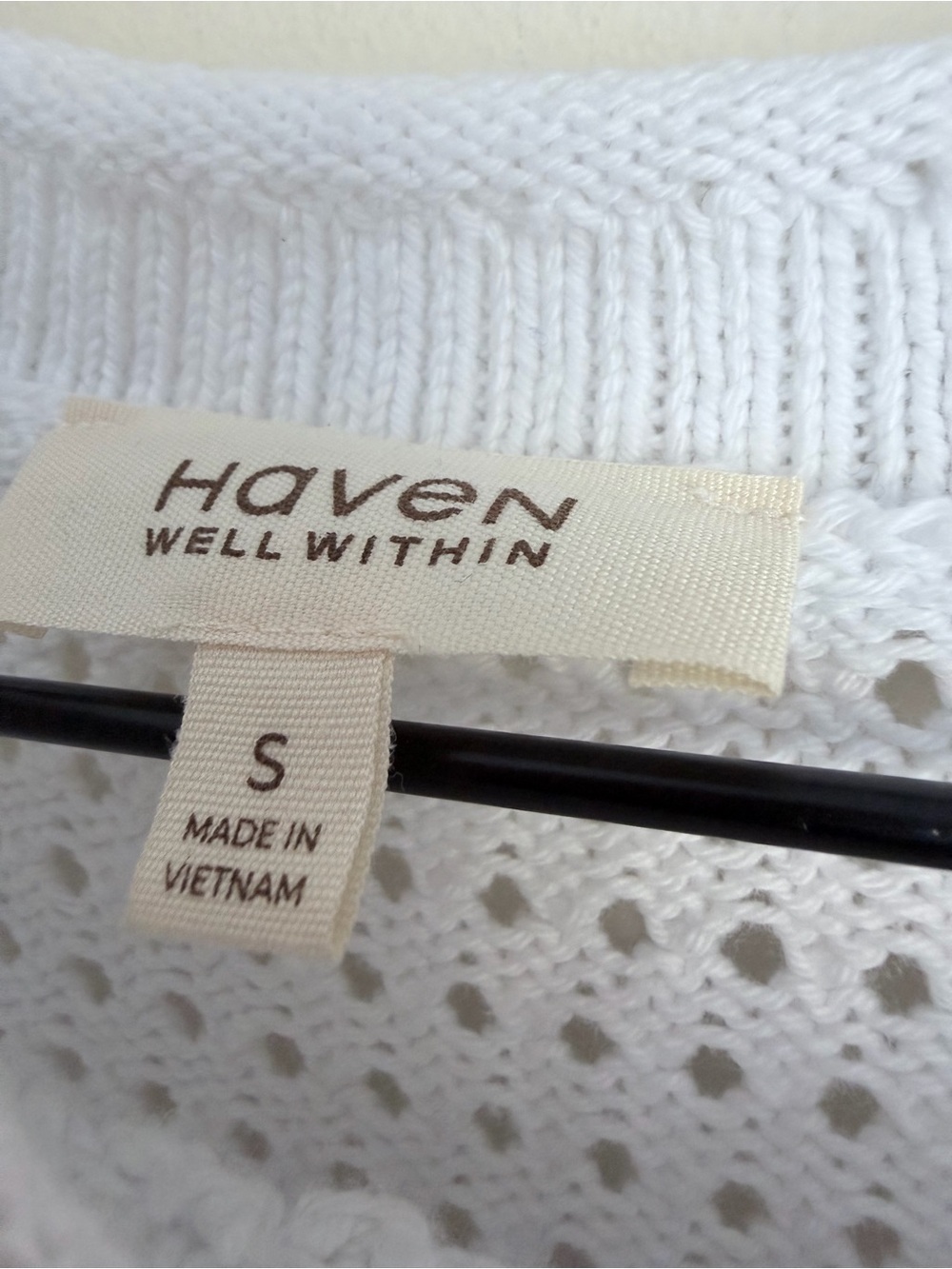 Haven Well Within Organic Cotton Open Stitch Crewneck Sweater white S - Picture 5 of 8